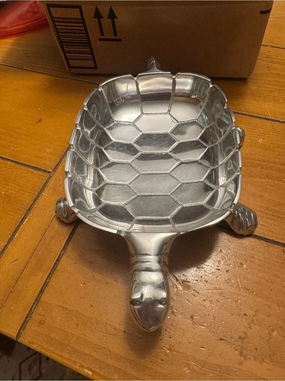 Metal Turtle Trinket Dish - Silver Tone